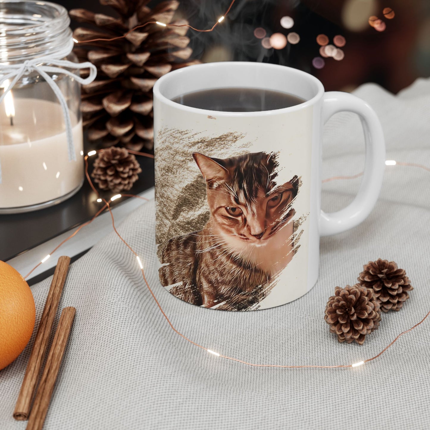 Whimsical Cat Lovers Ceramic Mug - Perfect Gift for Cat Owners, Pet Lovers, Coffee Lovers, Birthday, Personalized Drinkware